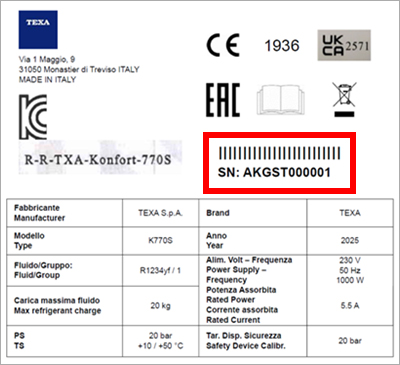 Numero di serie strumento